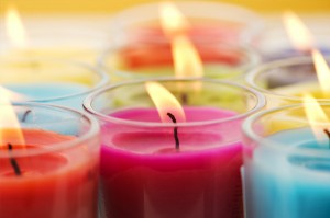 coloured bath ritual candles